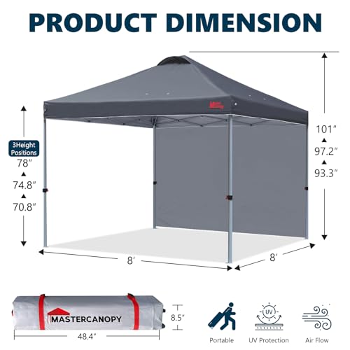 Durable Pop-up Canopy Tent with 1 Sidewall 10'x10' White J601867