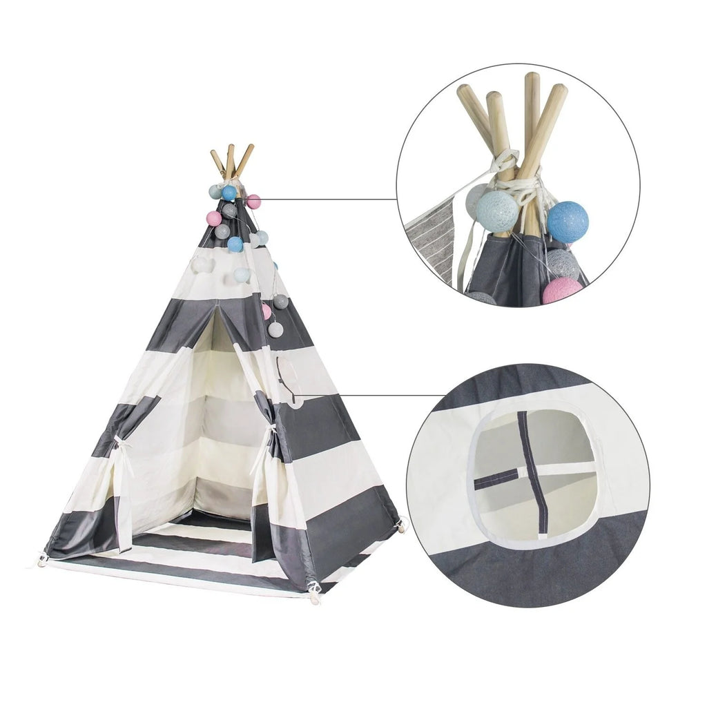 Teepee Tent for Kids with Carry Case, Canvas Toys - 1pc O5492