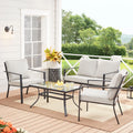 Red 4-Piece Steel Outdoor Patio Conversation Set E667