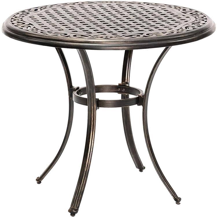 Beige 3-Piece Bistro Set with 2 Sling Swivel Rockers and Cast-Top Table A382