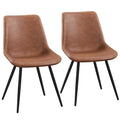 Brown Faux Leather Dining Chairs with Metal Legs A3509
