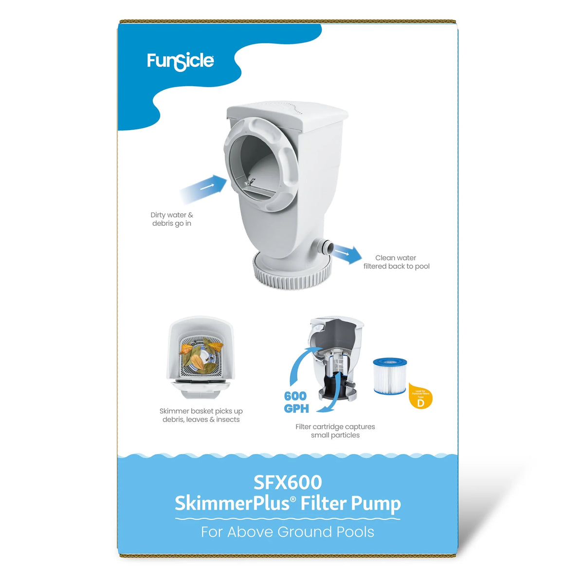 600 GPH Above Ground Pool Filter Pump with Skimmer Basket M5099