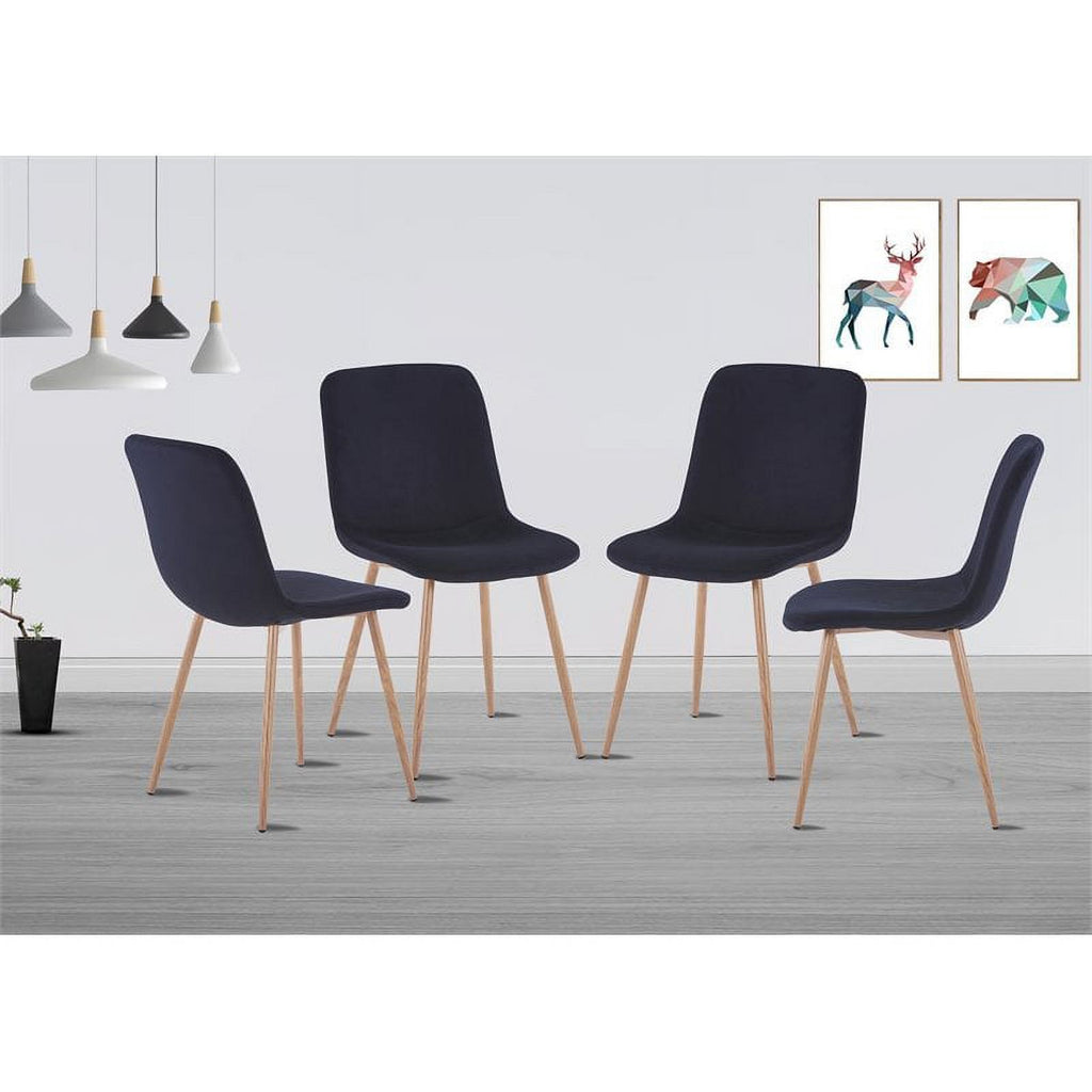 Black Velvet Upholstered Dining Chairs Set of 4 B4442