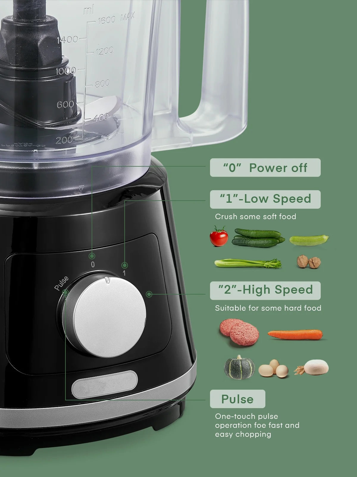 8-Cup Food Processor & Vegetable Chopper with 6 Functions T19213