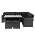 6-Piece Outdoor Sectional Sofa with Glass Table Ottomans Y6392
