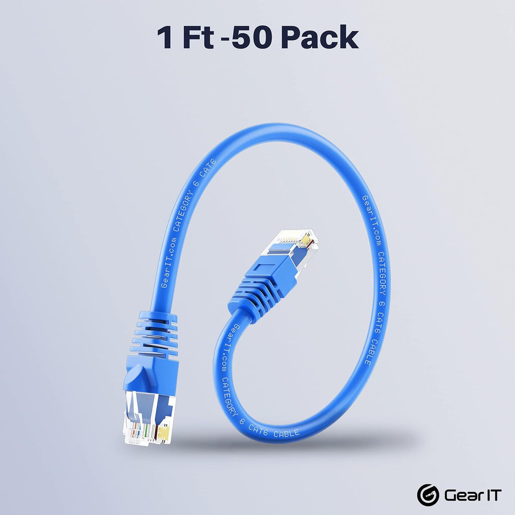 Cat6 Ethernet Cable 1 ft (50-Pack) Blue R966