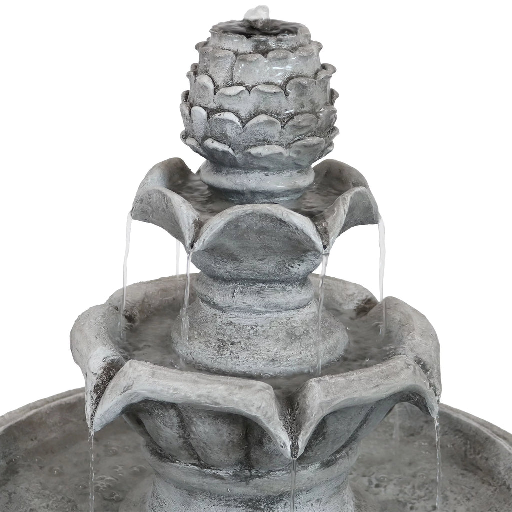 White Solar Water Fountain with Battery Backup S3929
