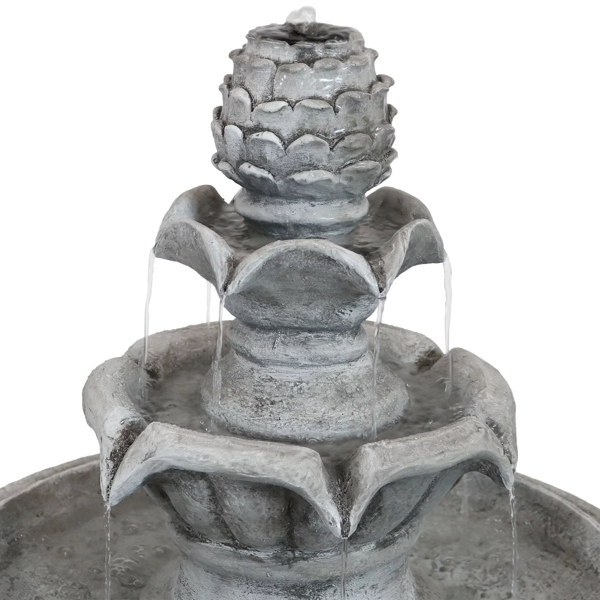 White Solar Water Fountain with Battery Backup S3929