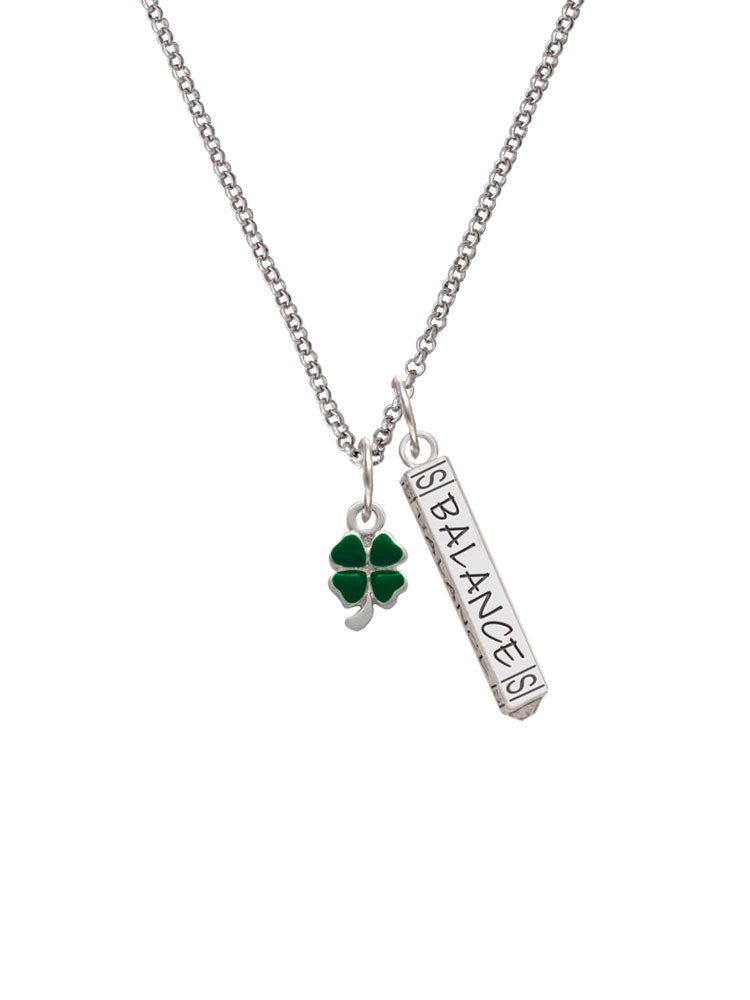 Silvertone Mini Green Four Leaf Clover Charm Necklace, 23" A985847