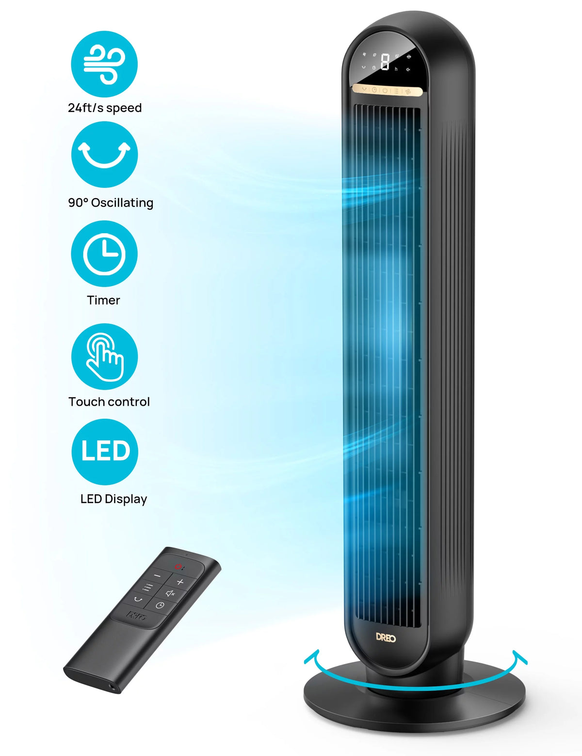 36 Standing Floor Fan with Remote 90° Oscillating 4 Speeds H87755