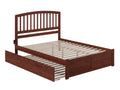 King Solid Wood Platform Bed with Footboard and Twin XL Trundle in Walnut T7510