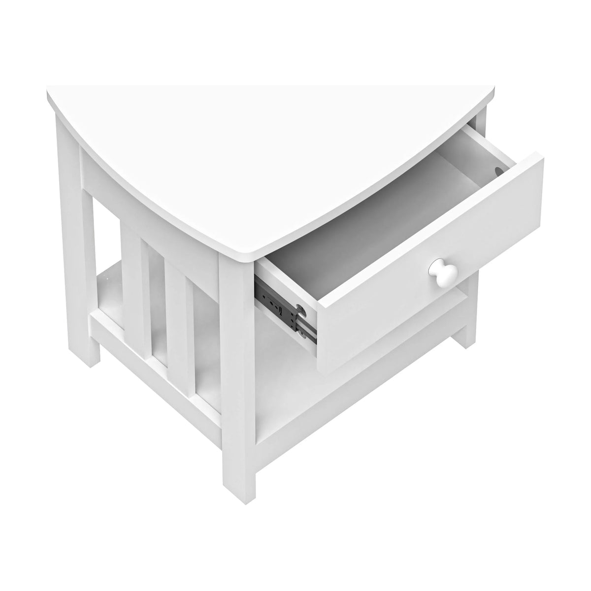 White 1 Drawer Solid Wood Side Table X977
