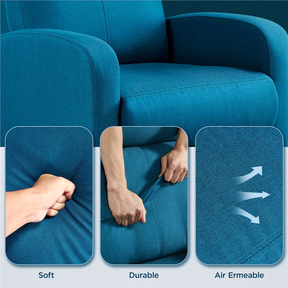 Blue Upholstered Fabric Recliner Chair with Footrest G61833