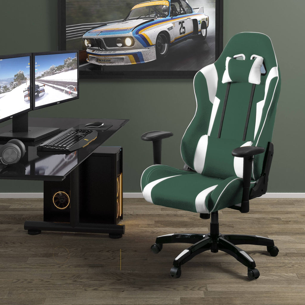 Bonded Leather, Fabric, and Mesh High-Back Ergonomic Gaming Chair Y4690