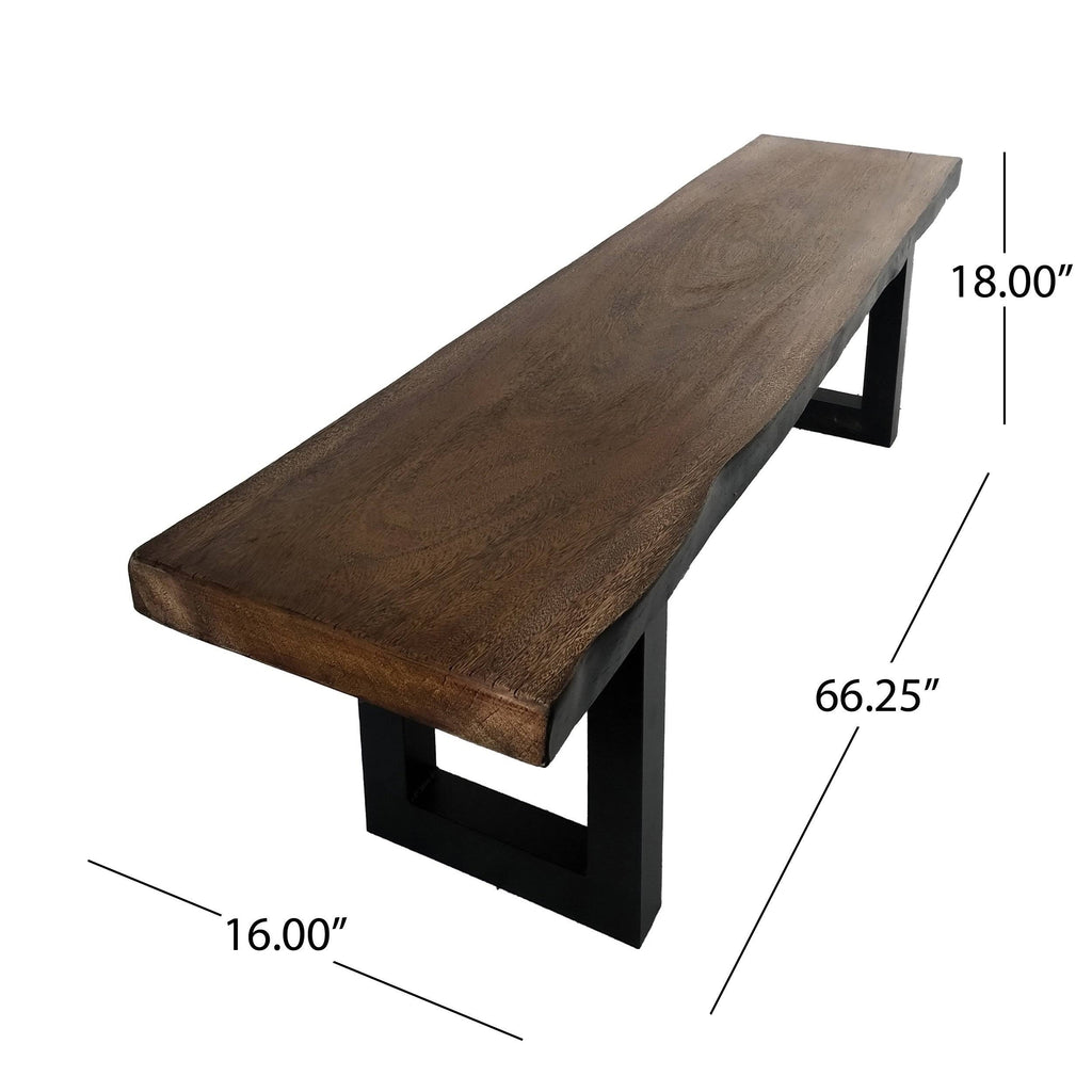 Teak Concrete Faux Live Edge Patio Dining Bench K352375