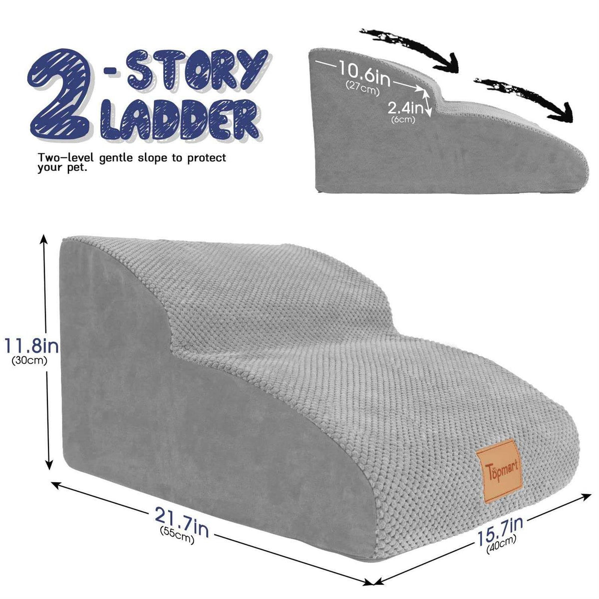 High Density Foam Dog Ramp & Steps 2 Tiers Non-Slip I26536