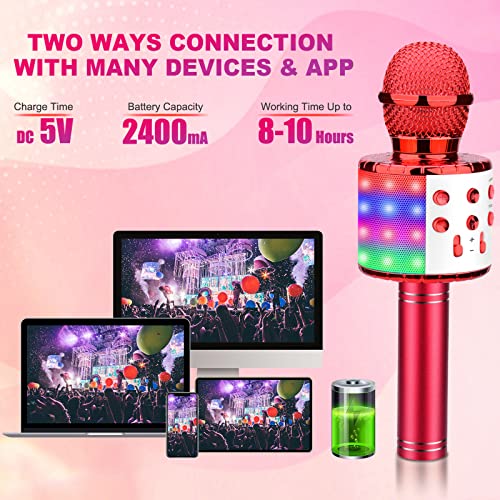 4 in 1 Wireless Karaoke Microphone with LED Lights S5398