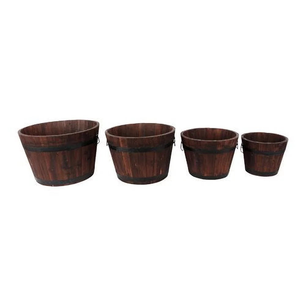 Round Wood Planters Set of 4 H91050