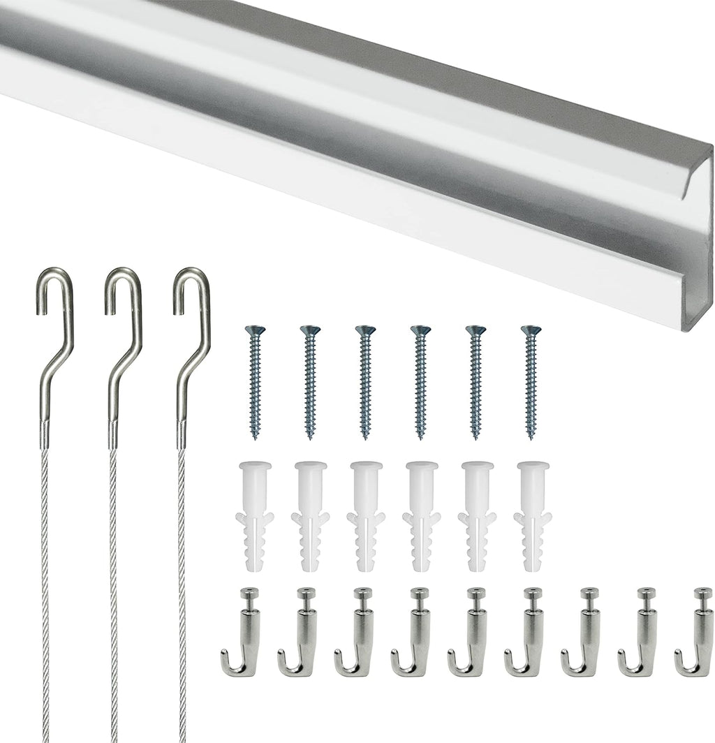 79 Inch Steel Track Kit with Picture Hooks and Hardware G444