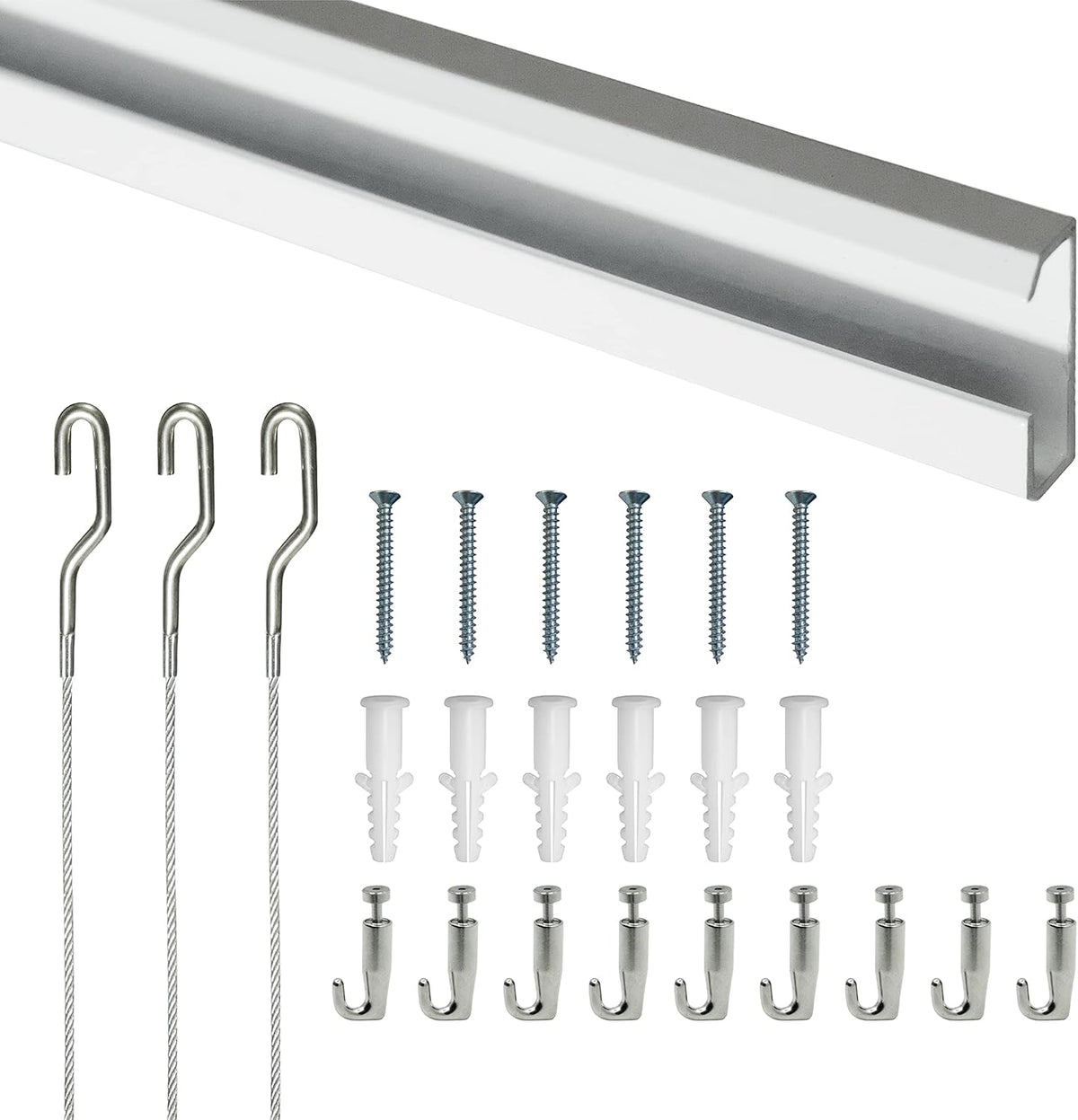 79 Inch Steel Track Kit with Picture Hooks and Hardware G444