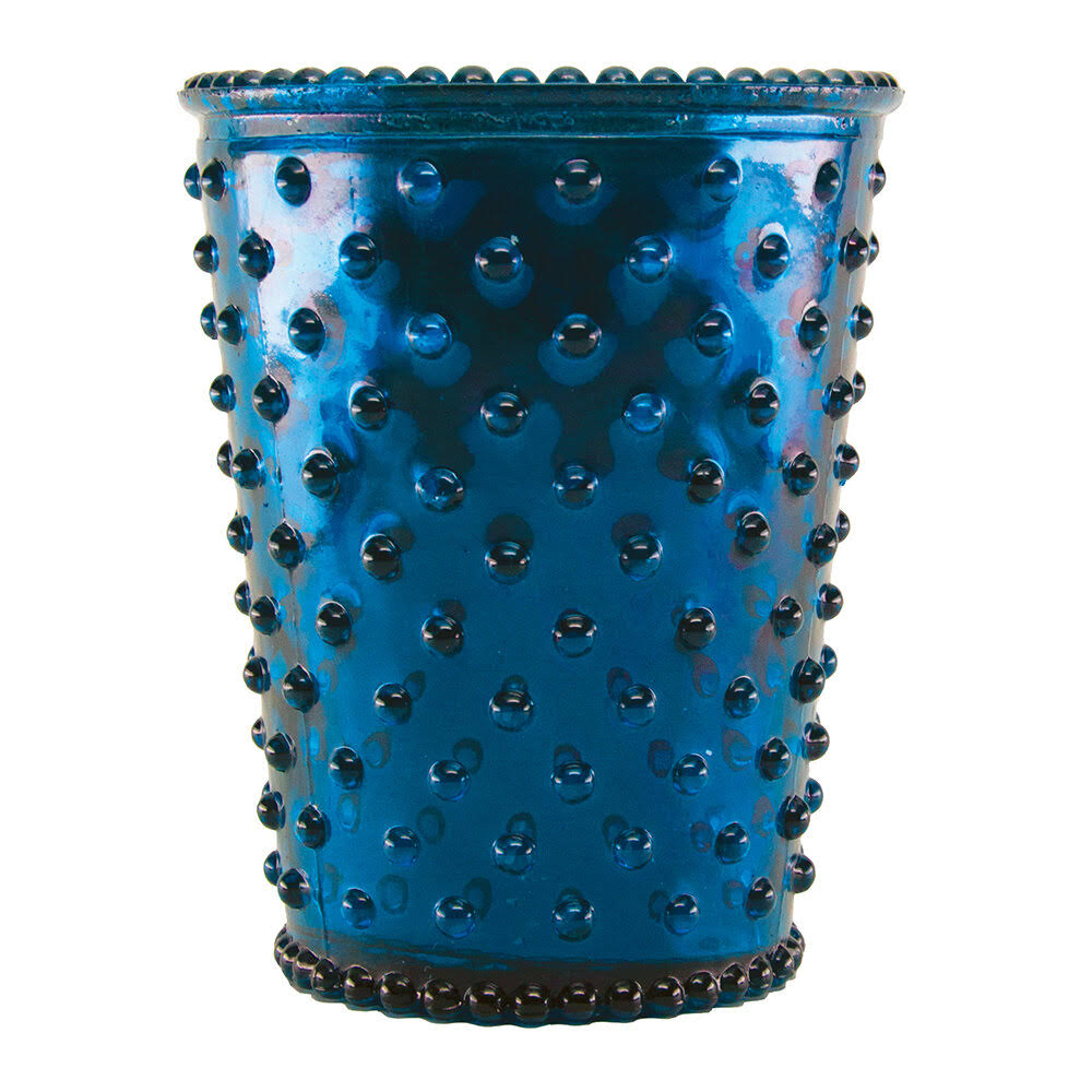 Hobnail Glass Candle Chrome Blue Winter Frost E24162