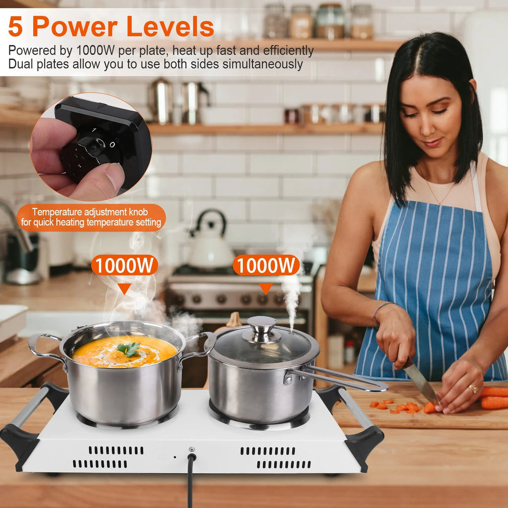 Portable Coil Heating Double/Single Burners Stove 2000W M565