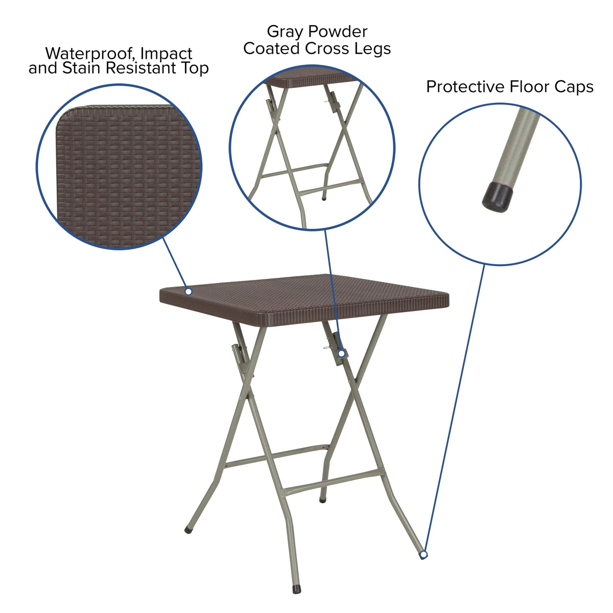 Square Rattan Plastic Folding Table B395
