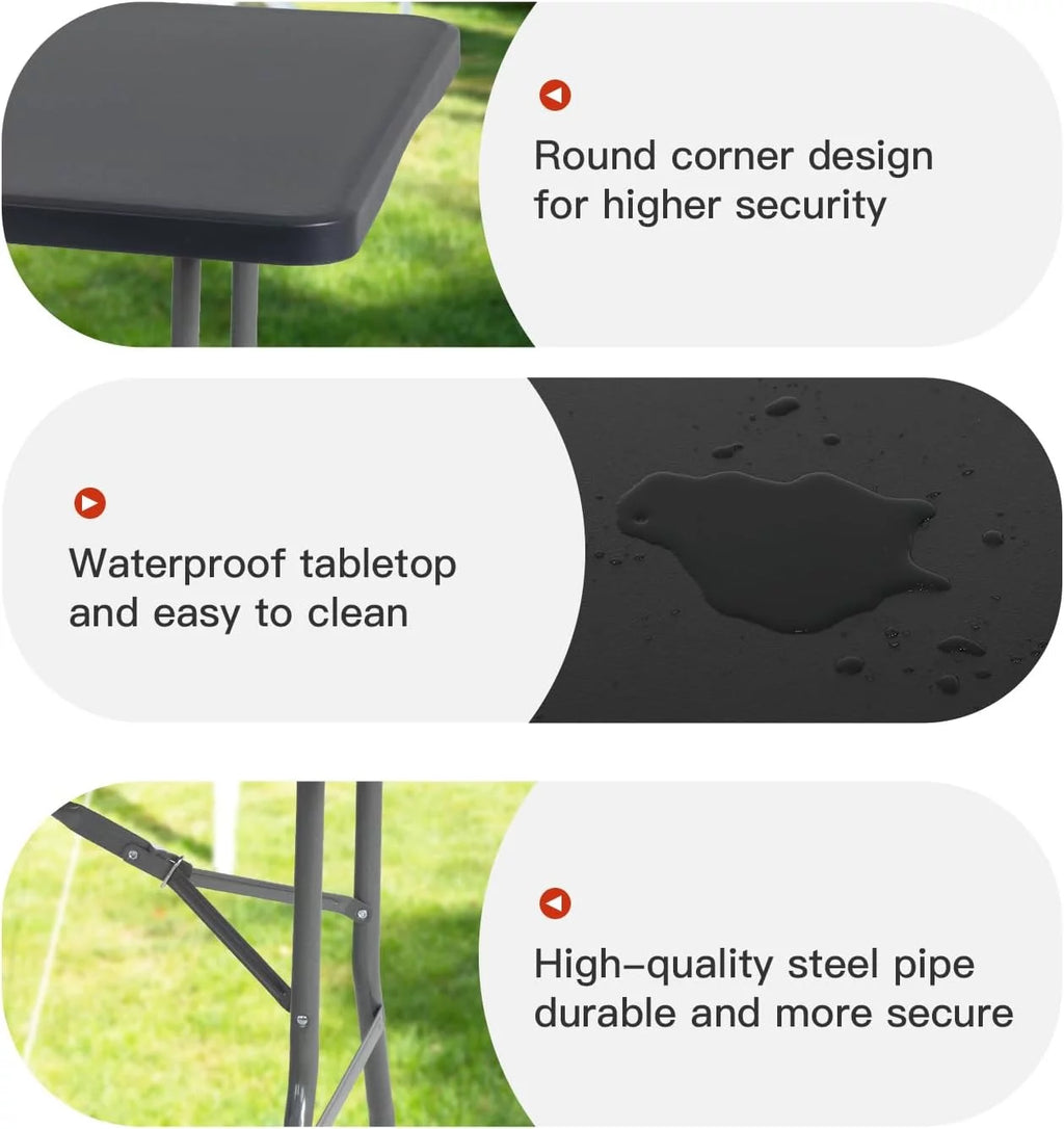 6ft Black Plastic Folding Table with Carrying Handle K4002