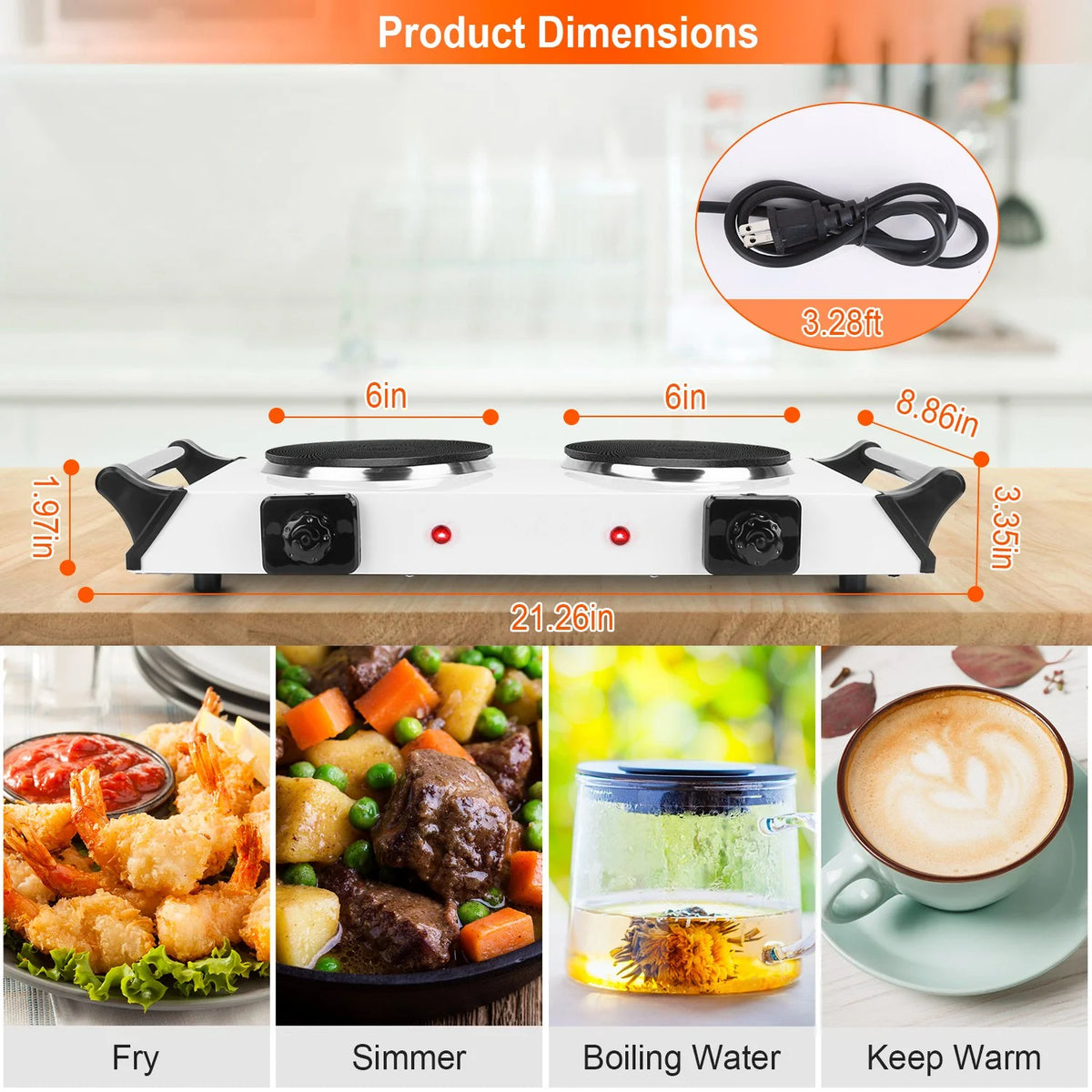 Portable Coil Heating Double/Single Burners Stove 2000W M565