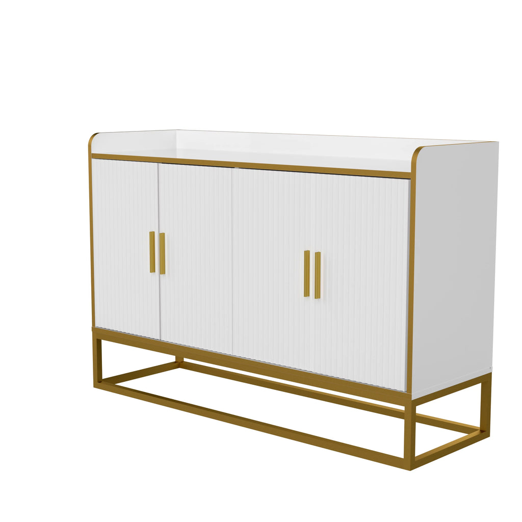 White Gloss Storage Cabinet with Metal Legs X6493
