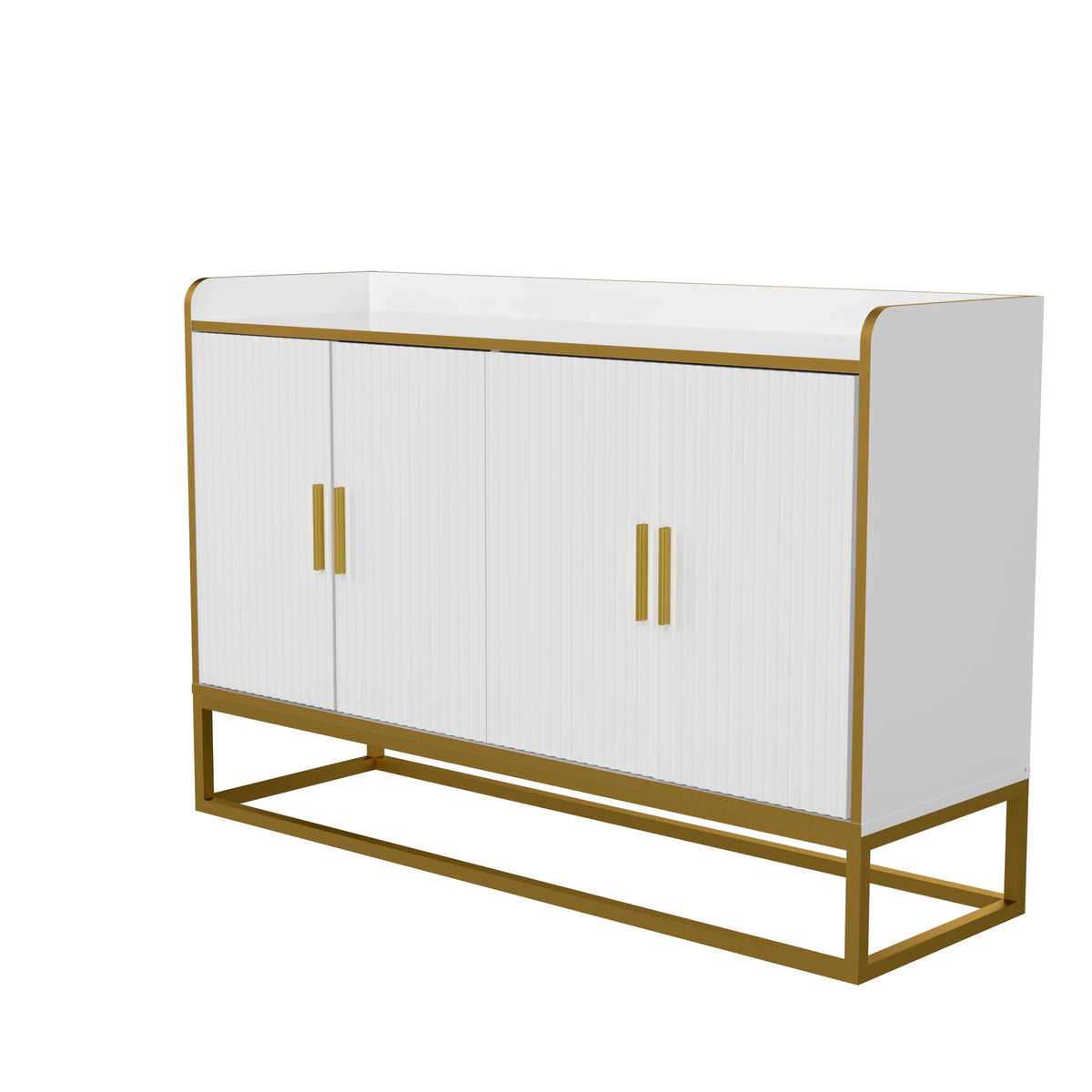 White Gloss Storage Cabinet with Metal Legs X6493