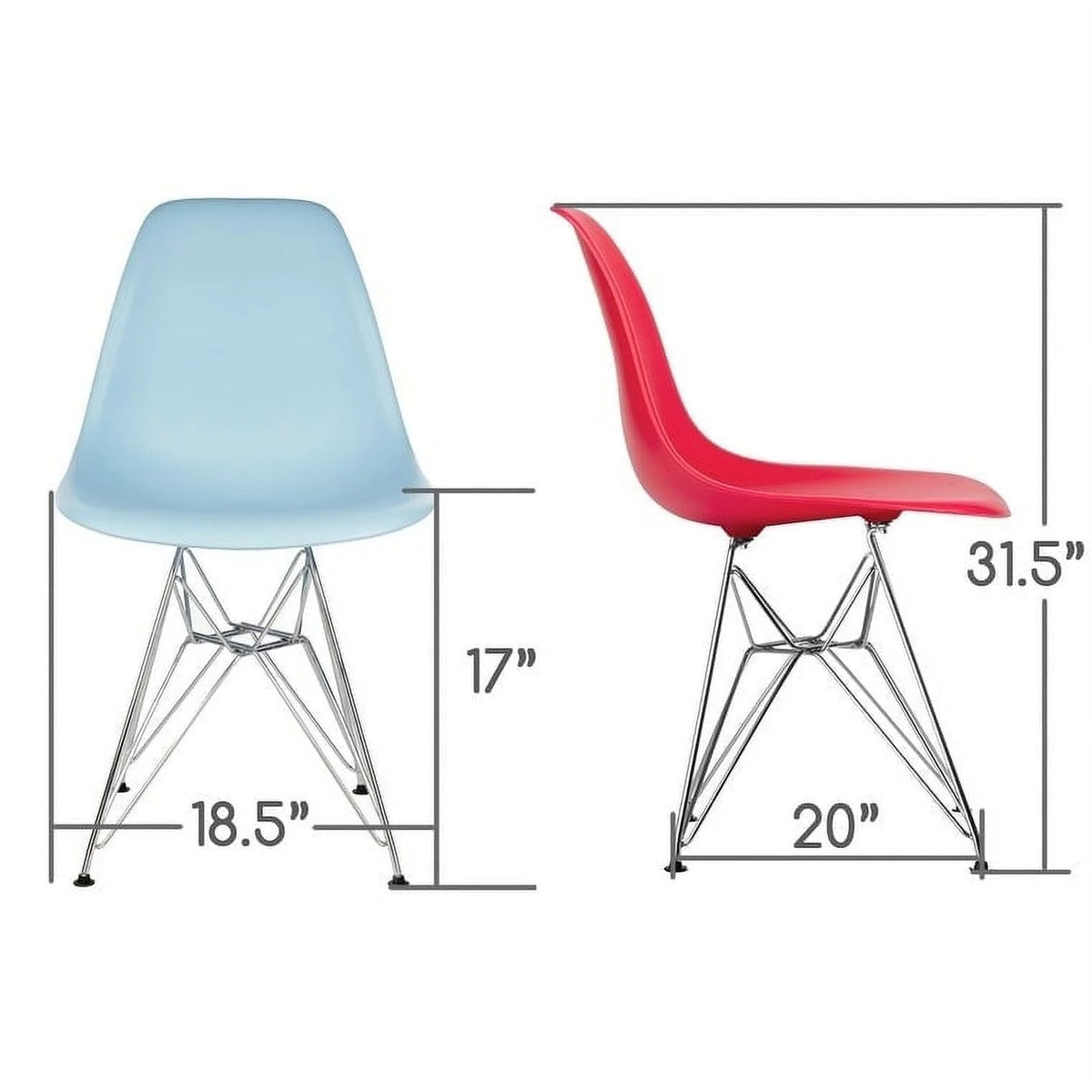 Dark Gray Molded Plastic Dining Chair with Steel Wire Legs P9069