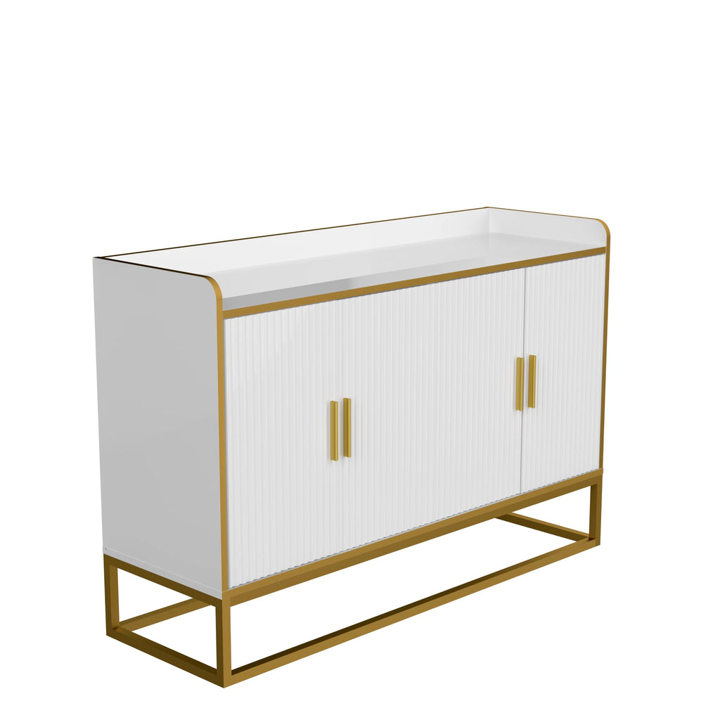 White Gloss Storage Cabinet with Metal Legs X6493
