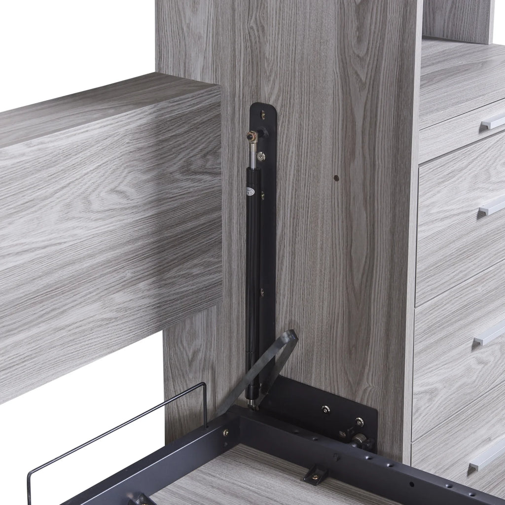 Twin Size Murphy Bed with Wardrobe and Drawers V678677