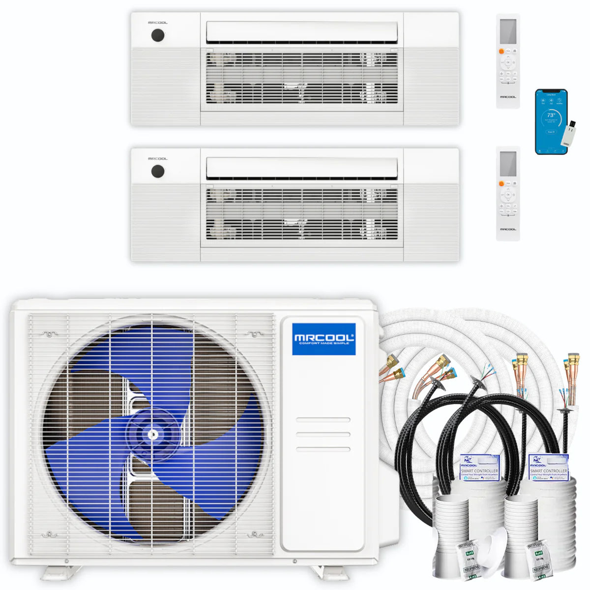 30,000 BTU 2 Zone Ceiling Cassette Ductless Air Conditioner and Heat Pump U717840