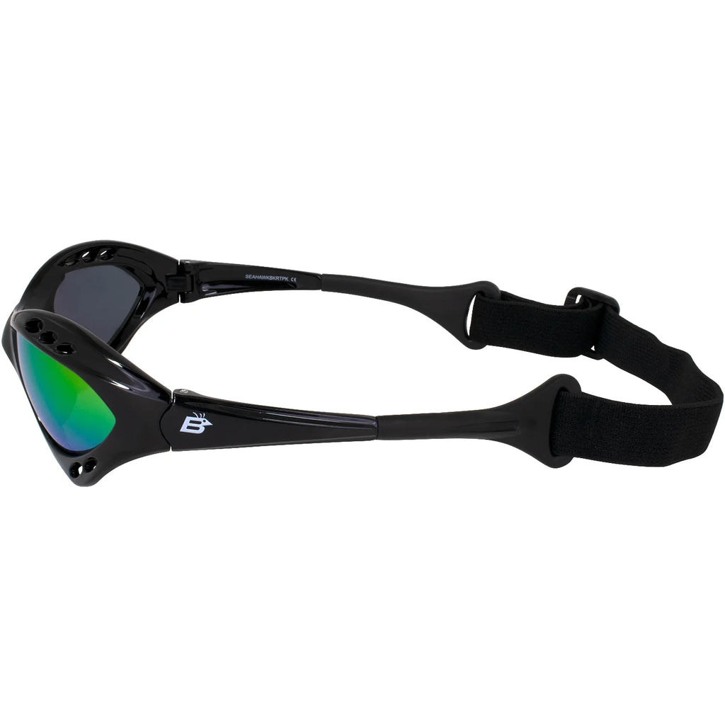 3 Pairs Padded Polarized Sunglasses with Strap Black Frame Blue Red Pink Mirror Lenses O56070