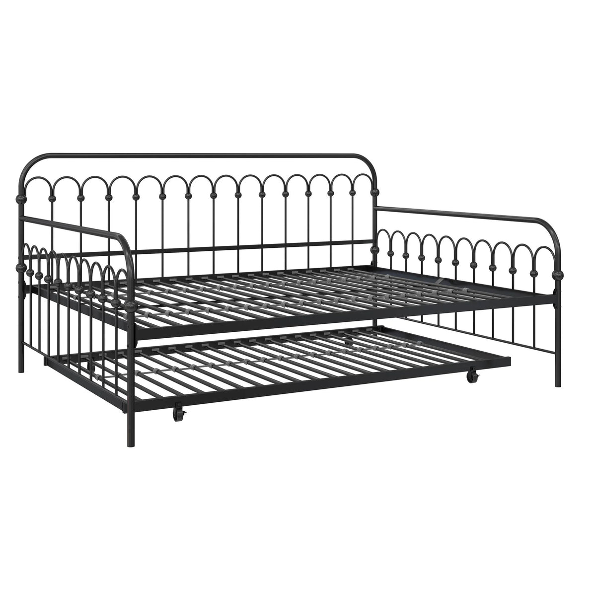 Black Full Metal Daybed with Twin Trundle Bed N48210