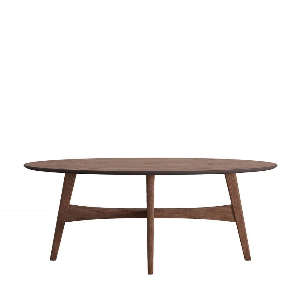 Brown Walnut Large Oval Wood Coffee Table K3496