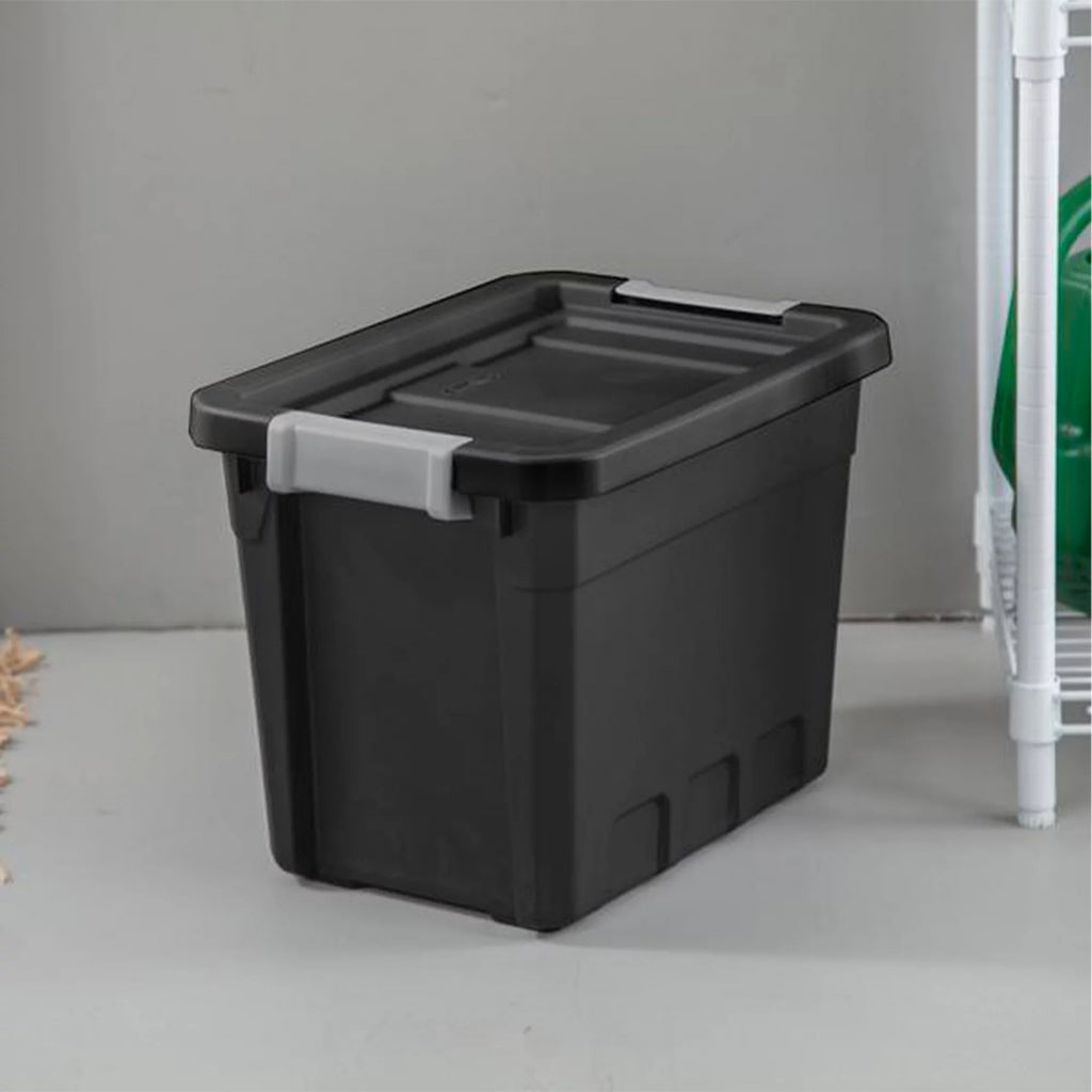 7.5 Gallon Storage Totes with Latch Lids, Black 6 Pack E67647