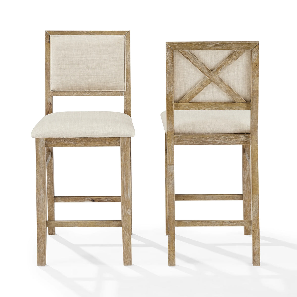 Upholstered Wood Counter Height Bar Stools Set of 2 S2368