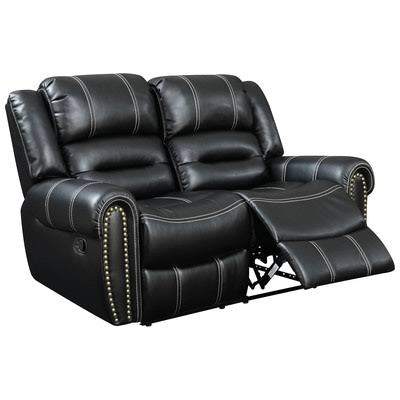 Black Leatherette Manual Reclining Loveseat N64913