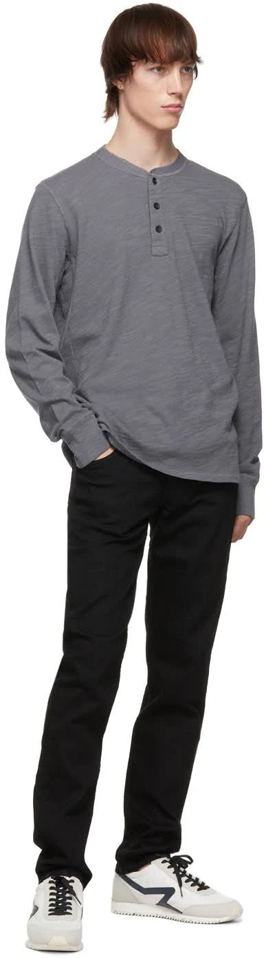 Grey Cotton Henley A6540