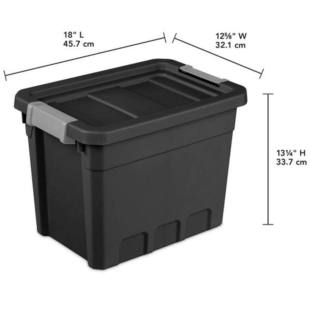 7.5 Gallon Storage Totes with Latch Lids, Black 6 Pack E67647