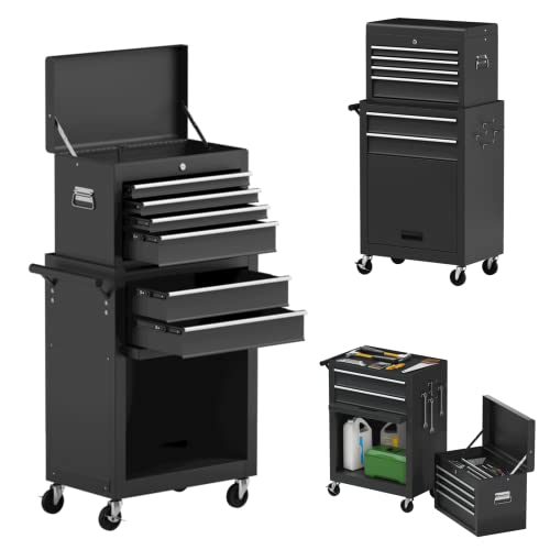 Rolling Tool Chest Cabinet with Wheels and Lock, 6 Drawers R914218