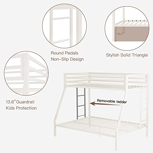 Metal Loft Bunk Bed Twin Over Twin Size with Guardrail and Ladder X7358