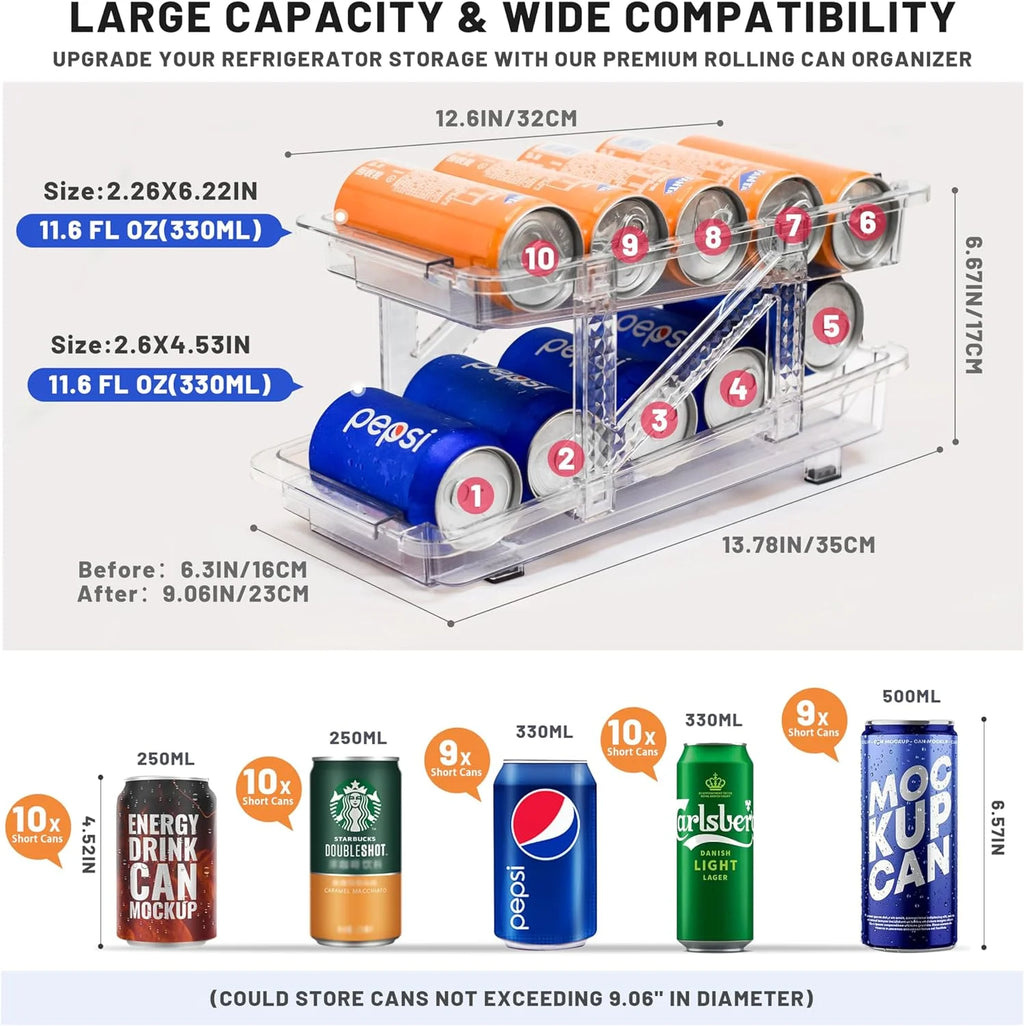 2 Pcs Clear Plastic Beverage Soda Can Organizer for Refrigerator G94856