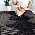 Black Bohemian Stripe Area Rug K424