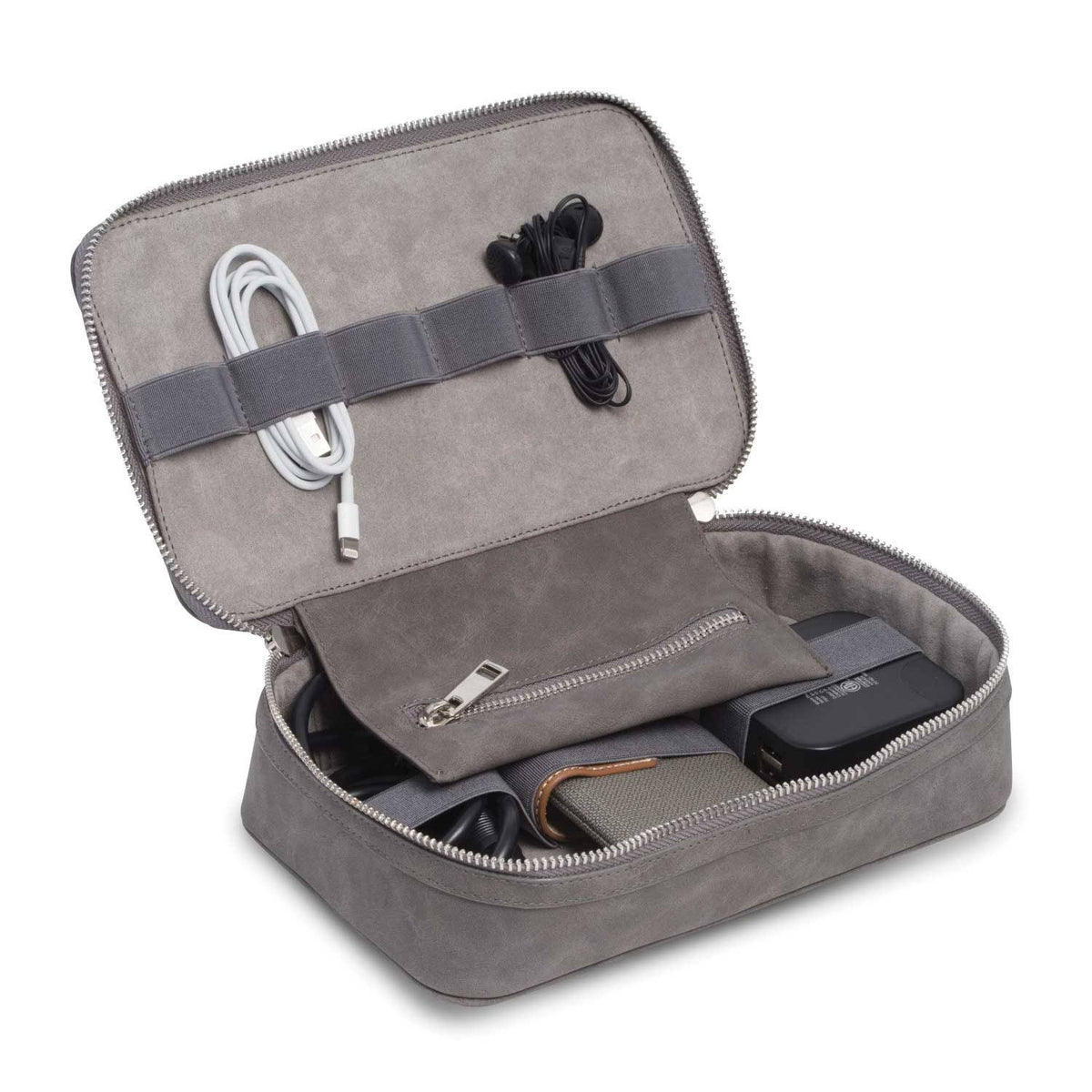 Gray Leatherette Tech Accessory Case S4593
