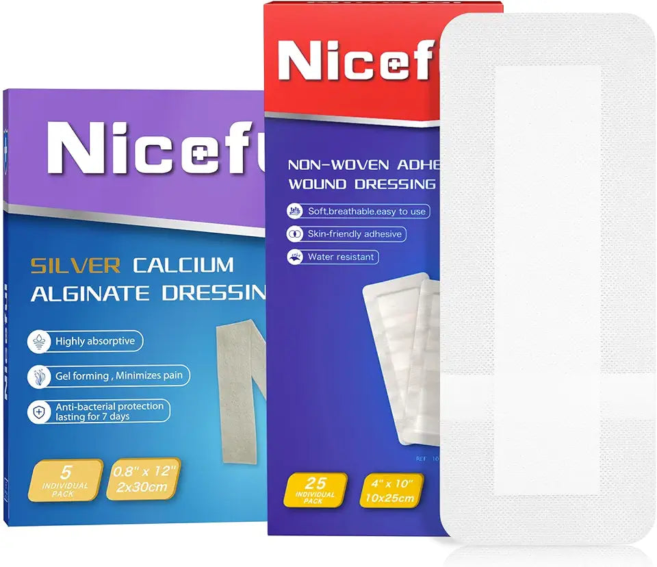25 Pcs Island Dressing, 5 Pcs Silver Calcium Alginate Dressing, Highly Absorbent Wound Dressing C502