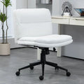 White Armless Wide Office Desk Chair with Wheels N21737
